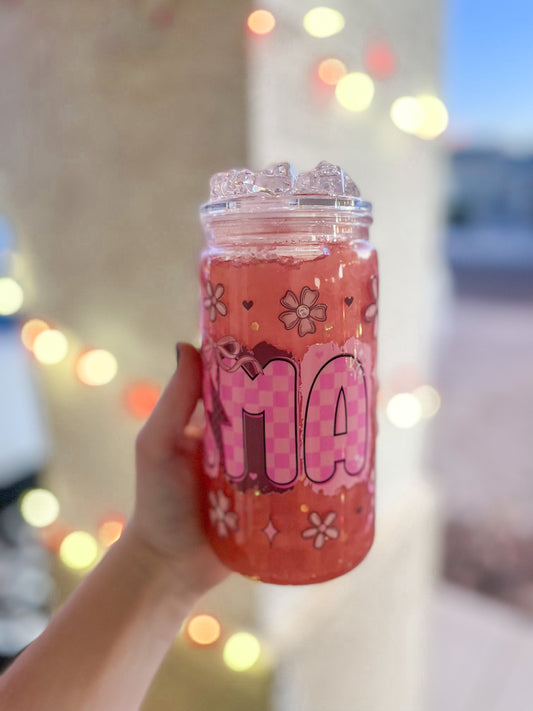 Checkered Mama snow globe tumbler - acrylic