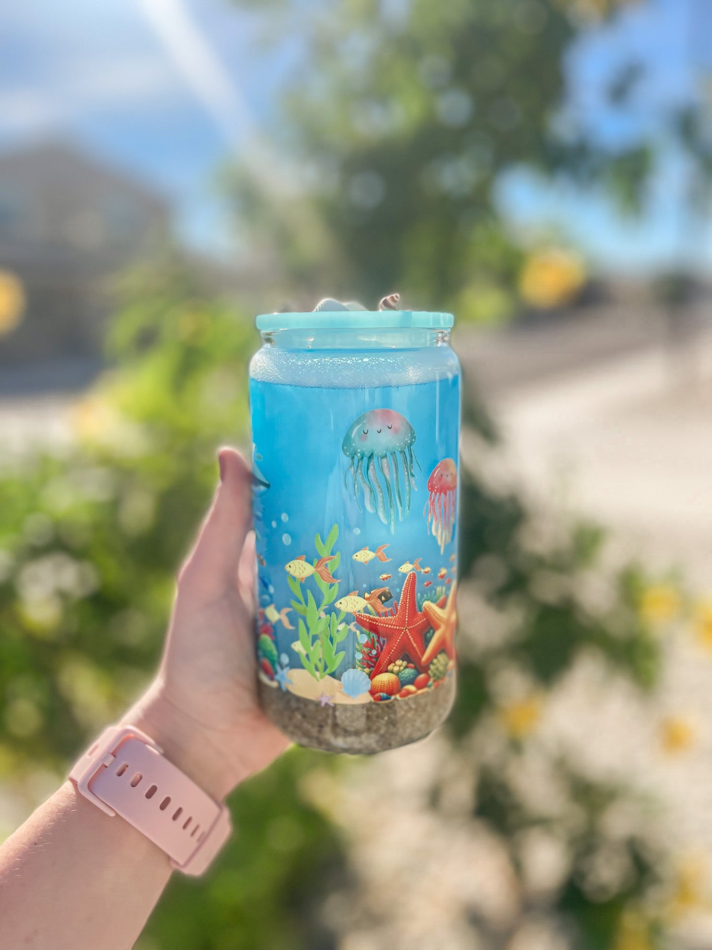 Shark snow globe tumbler - glass