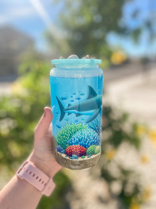 Shark snow globe tumbler - glass