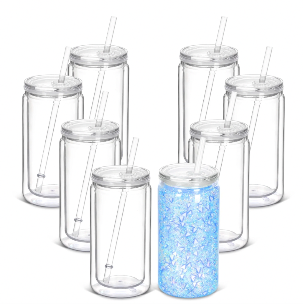 16 oz Acrylic Snow Globe Tumbler