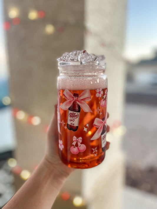 Cherry Dr. Pepper snow globe tumbler - acrylic