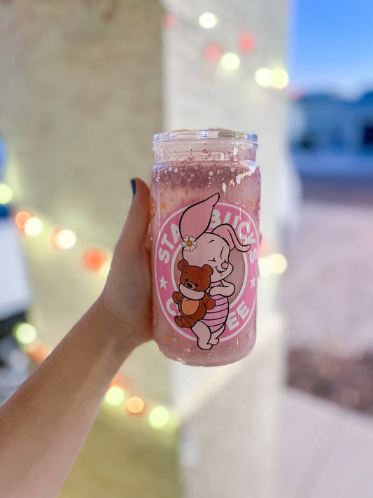 Pink Piglet snow globe tumbler - acrylic