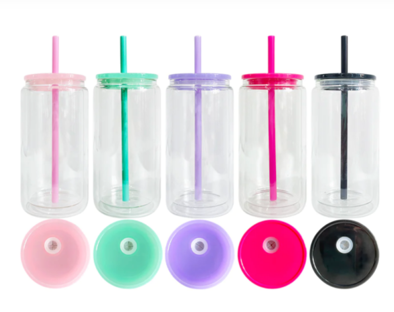 16 oz Acrylic Snow Globe Tumbler - Colored Lids